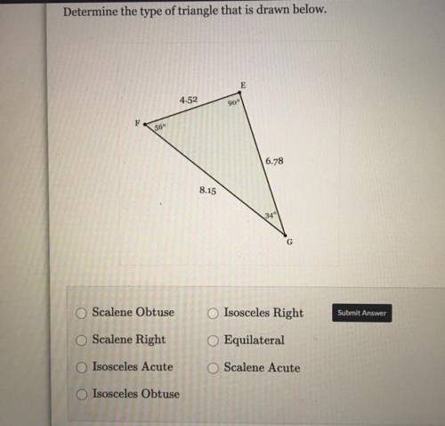 Determine the type of triangle that is drawn below. HELP ASAP