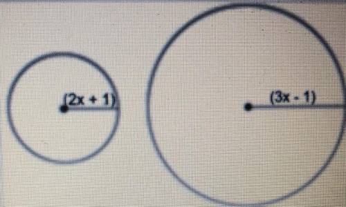 What is the scale factor between these two circles Write your answer as a fraction in simplest form