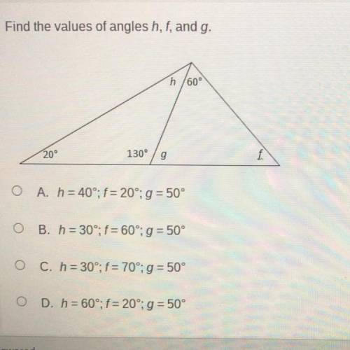 The values of angles, and a

A=4072099 = 50°
B = 30476099 = 50°
C =3037=7099=50
OD 6091 2099 = 50