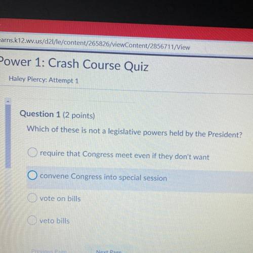 Which of these is not a legislative powers held by the President?

require that Congress meet even