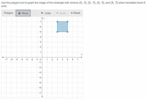 Use the polygon tool to graph the image of the rectangle with vertices (5, 5), (5, 7), (3, 5), and