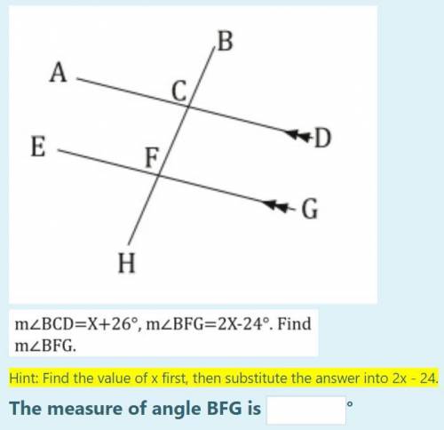 The measure of angle BFG is