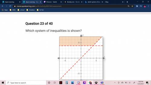 50 points pls answer asap which system of inequalities is shown