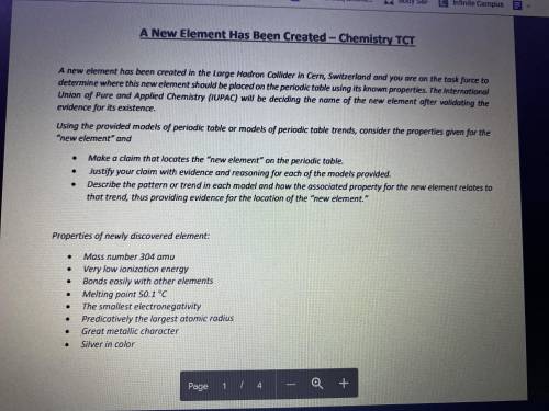 30 PTS!! chemistry - a new element chemistry TCT