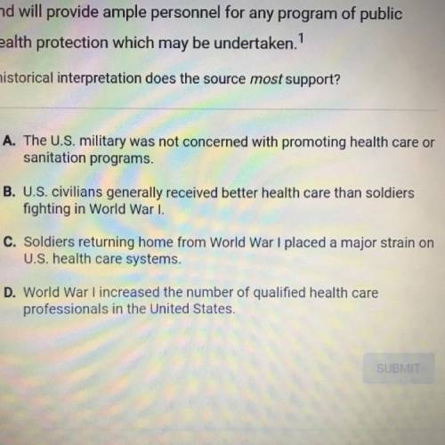 Read this excerpt from an Ohio State board of health report issued following World War I

[World W