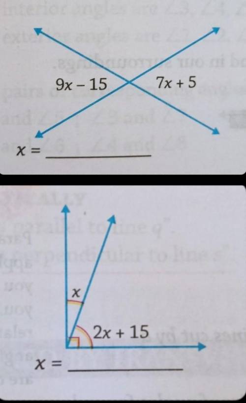 Find the Value of x in each figure.[REFER TO ATTACHED PICTURE]