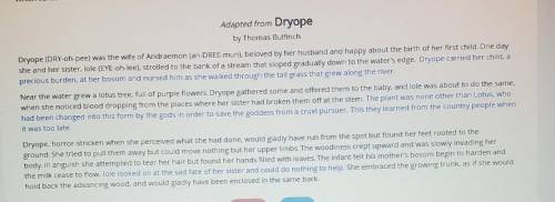 Which sentence from the excerpt best helps the reader infer who transformed Dryope into a tree?