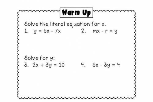 Solve the literal equation for x