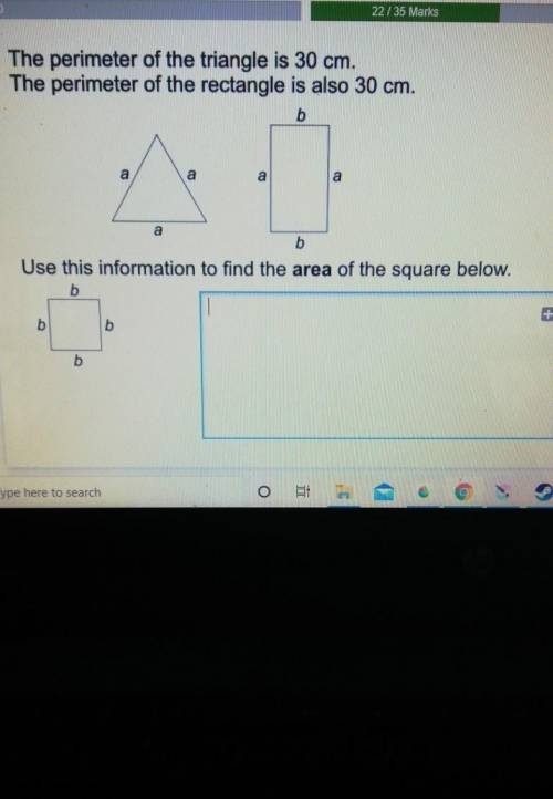 The perimeter of the triangle is 30cm

The perimeter of the rectangle is also 30cmUse this informa