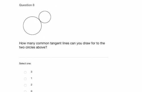 How many common tangent lines can you draw for to the two circles above?
0
1
2
3