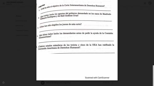 Spanish homework 5 questions easy points