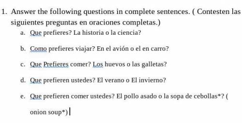 HEY CAN ANYONE PLS ANSWER DIS SPANISH WORK