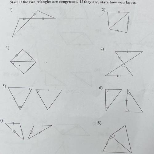 Please help I do not understand what they are asking me!- Triangle Congruence

State if the two tr