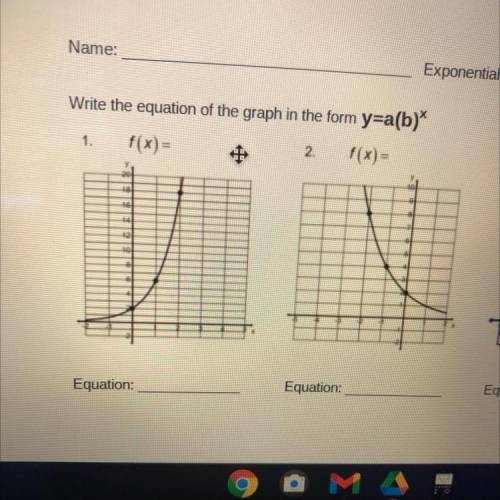 Write the equation of the graph in the form y=a(b)^x
might have to zoom in sorry :/