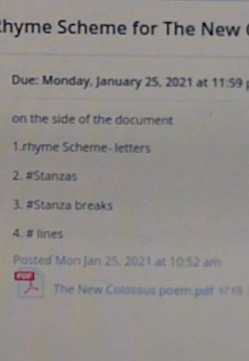 Can someone search up. Rhyme Scheme for The New Colossus

directions find1. rhyme scheme- letters2
