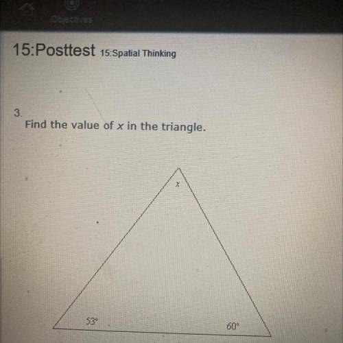 Find the value of x in the triangle.

67 113
293
7