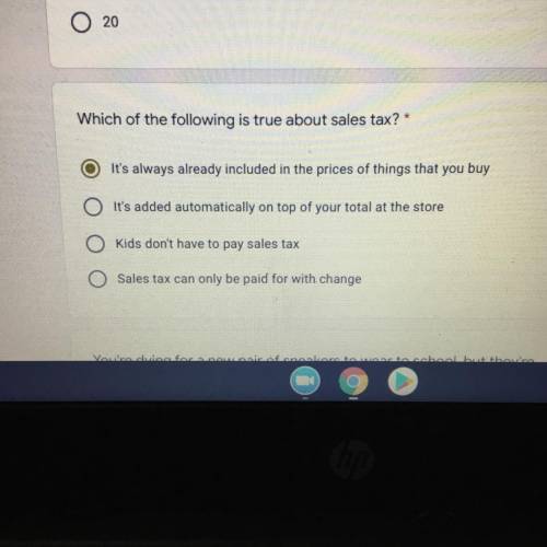 Which of the following is true about sales tax PLEASE HELP THANKSSSS