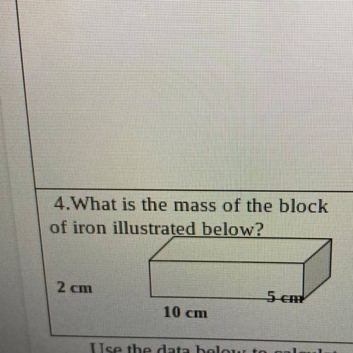 4. What is the mass of the block
of iron illustrated below?
Ty in advance