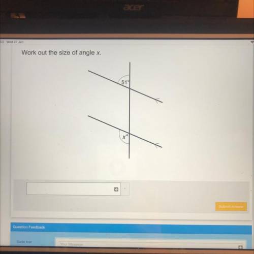 86
Work out the size of angle x.
51