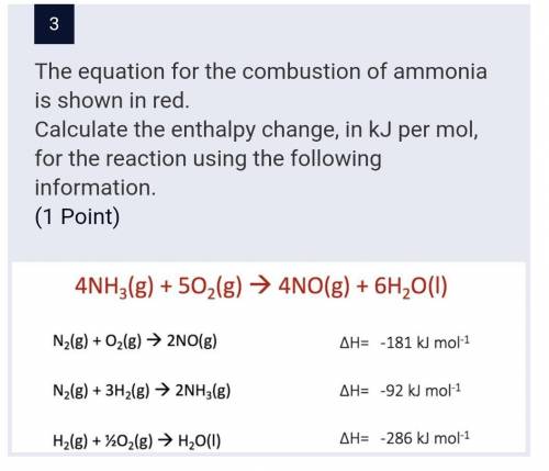 Enthalpy change. combustion of ammonia