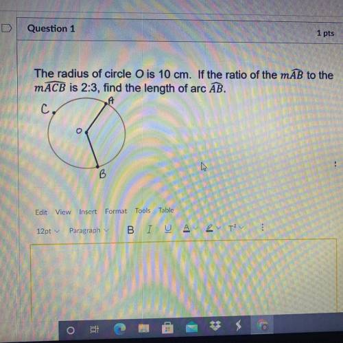 Find the length of arc AB