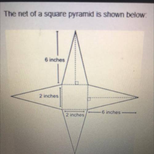 The net of a square pyramid is shown below what is the surface area of the solid?

A 10 in.²
B 16