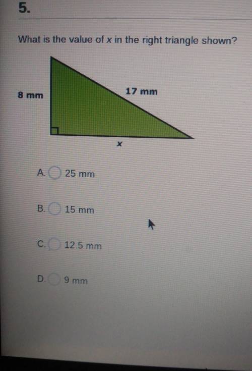 What is the value of x in the right triangle shown
