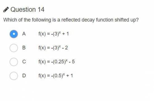 Which of the following is a reflected decay function shifted up?