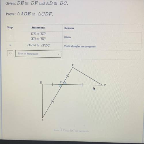 Prove that triangle ADE is congruent to CDF