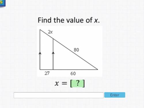Find the value of x, proportions in similar triangles