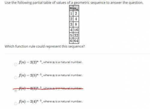 HELP Use the following partial table of values of a geometric sequence to answer the question.
