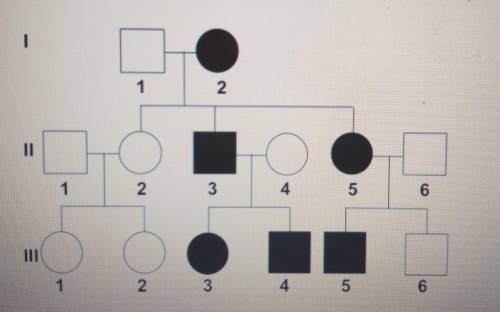 In the pedigree below individual 4 in generation II (two) would have to have which of the following