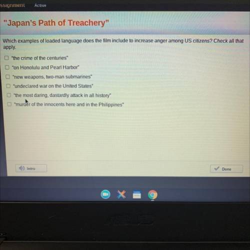 Japan's Path of Treachery

Which examples of loaded language does the film include to increase a