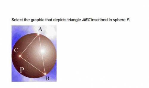 Select the graphic that depicts triangle ABC inscribed in sphere P.