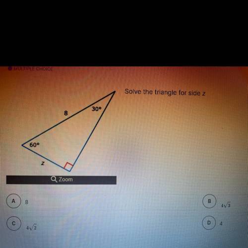 Solve the triangle for side z