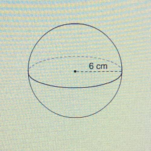 What is the volume of this sphere?

A. 12π cm^3
B. 36π cm^3
C. 288π cm^3
D. 864π cm^3