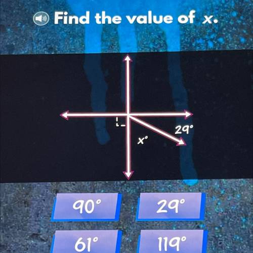 Find the value of x.
29°
90°
29°
61°
119°