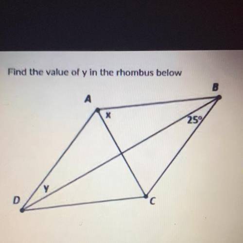 Find the value of y in the rhombus below