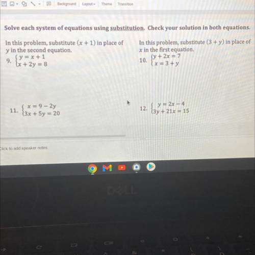 Solve each system of equations using substitution