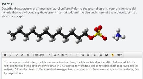 Explain how the structure of ammonium lauryl sulfate, as described in parts E and F, produces the p