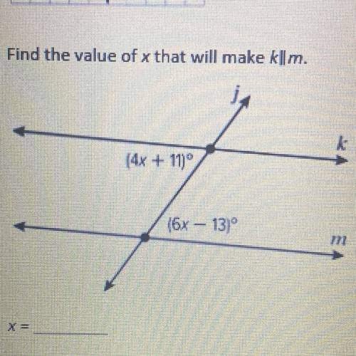 Find the value of x that will make kllm.