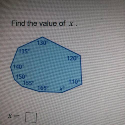 Find the value of x.
Help