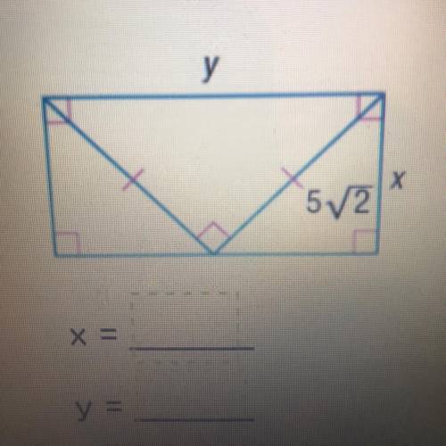 Find the value of the variables x and y