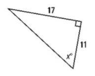 Find the measure of angle x.
A.33
B.40
C.45
D.57