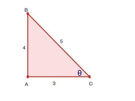Find the cosine ratio of angle Θ. Hint: Use the slash symbol ( / ) to represent the fraction bar, a