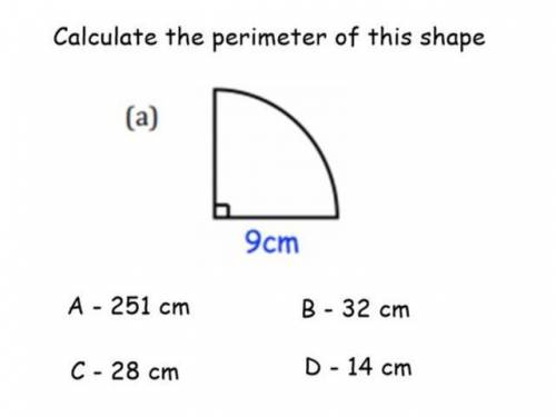 Calculate the perimeter of the shape to the nearest whole number