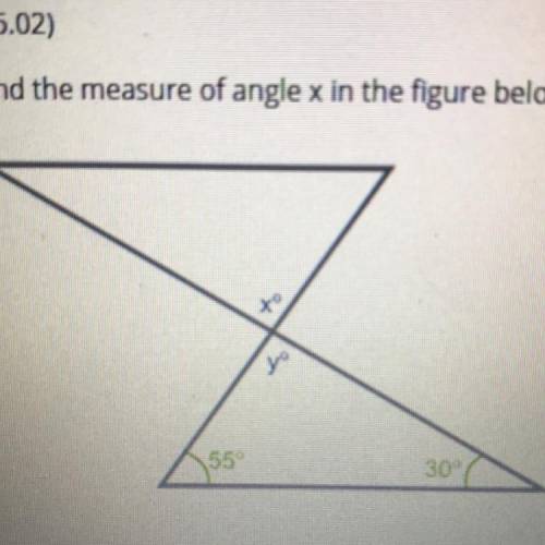 Find the measure of angle x in the figure below: A. 95 B. 55 C. 30 D. 85