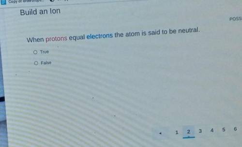 When protons equal electron's the atom is said to be naturaltrueor false