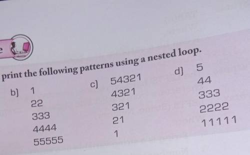 Write program to print the following pattern using nested loop(Using nested loop)