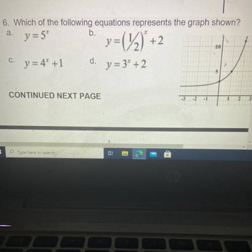 Which of the following equations represents the graph shown?